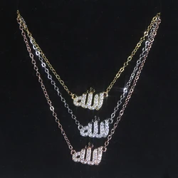 Classic CZ Arabic Letter Pendant Necklaces with Gold/Rose Gold/Silver Color Pave Cubic Zirconia Fashion Jewelry for Women