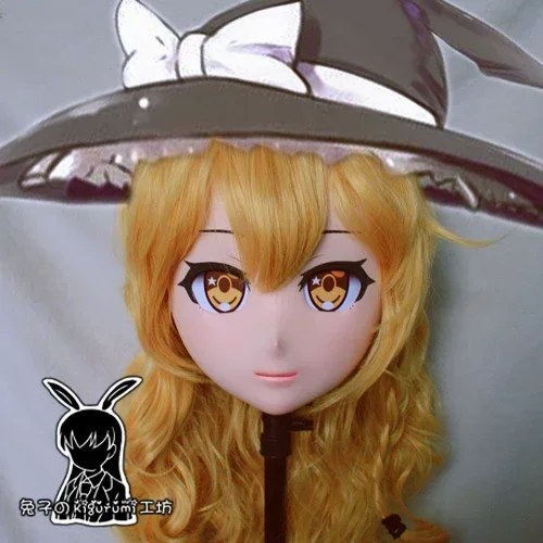 (Rabbit 96) Resin Cross dress Pretty Girl Head BID Doll Mask Japanese Anime Kigurumi Mask Cosplay with Wig