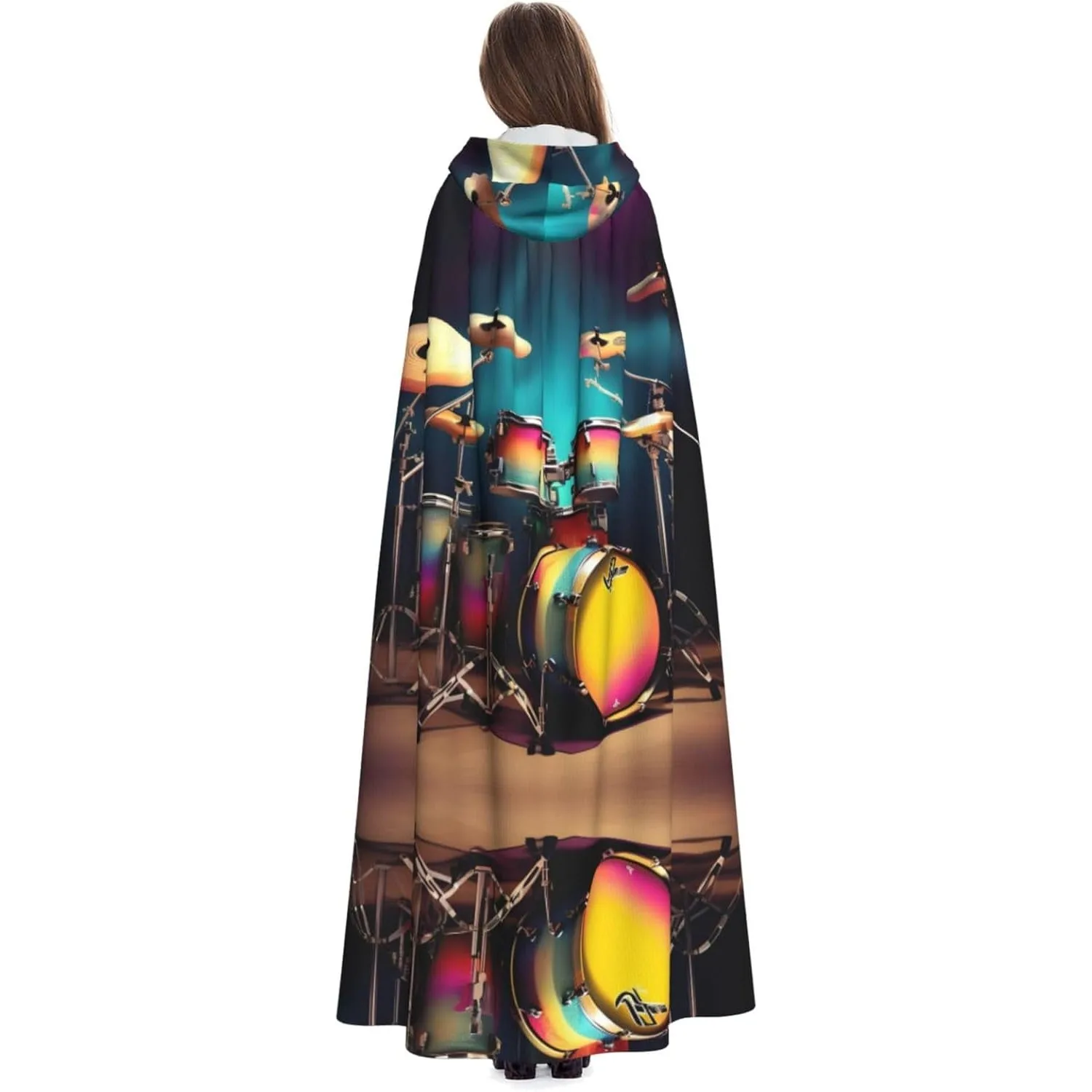 

Крутой набор барабанов с принтом, накидка с капюшоном для взрослых, карнавальная праздничная накидка, халат для косплея, костюм для вечеринки, готический карнавал