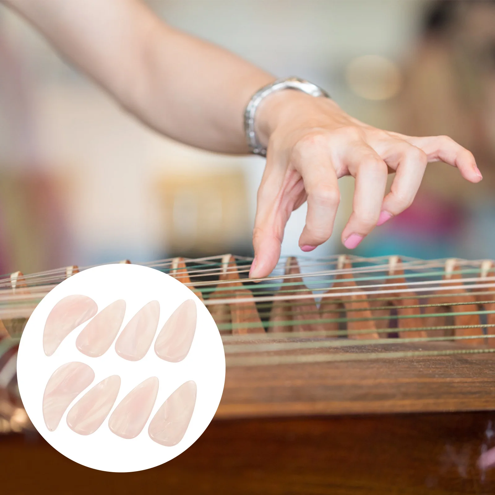 

8Pcs Guzheng Nail Resin Finger Picks Durable Covers for Guzheng Playing Performance Protective Musical Accessories