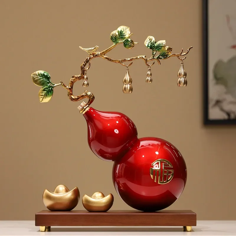 Fulu gathering wealth to attract wealth gourd ornaments, enamel decorations to send friends high-end housewarming gifts