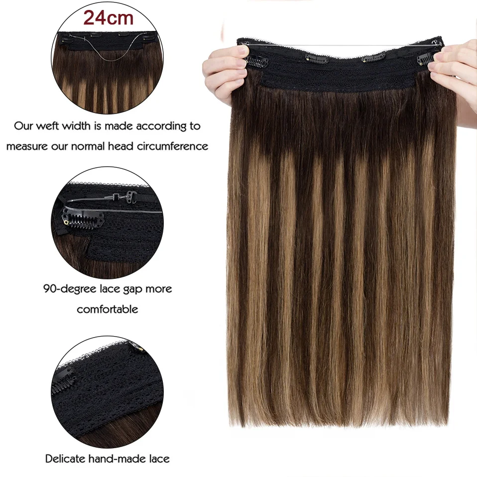 سيجو 70 جرام-110 جرام سلك وصلات شعر شعر بشري حقيقي هيربيسي لكامل الرأس مع مشبك خيط صنارة الصيد غير مرئي في وصلة شعر