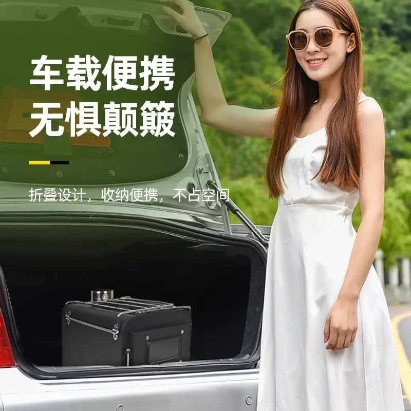Outdoor portable folding camping picnic self-driving tour tent firewood stove indoor heating firewood-coal dual-purpose stove ti