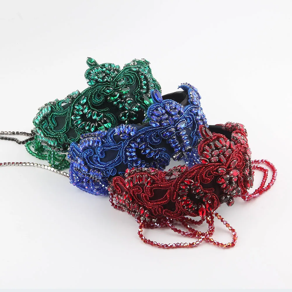 New fashion full diamond tassel crown crystal headband luxury heavy industry women's ball hair accessories wholesale
