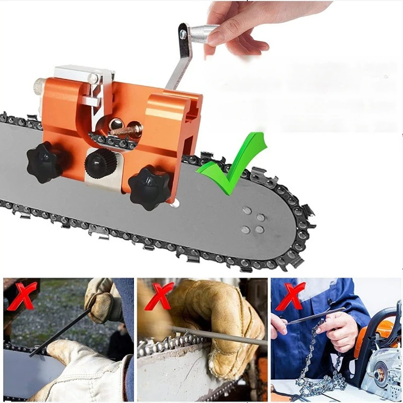 Imagem -02 - Portátil Chain Saw Sharpener Kit Jig Rápido Chainsaw Sharpener Carpintaria Sharpening Stone Hand Crank Tool