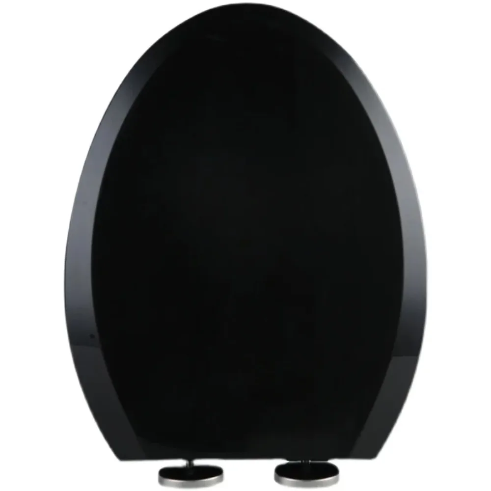 

Wear Resistant Black Toilet Seat Cover Quiet Closing Universal Design for Bathroom Replacement