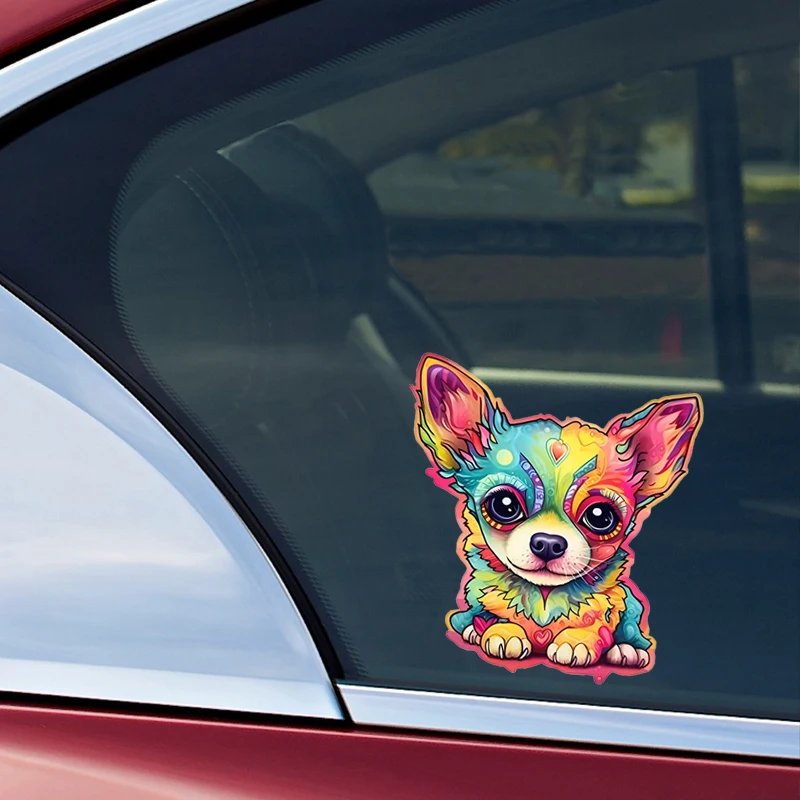 Cute Chihuahua Dog Decal, Waterproof Vinyl Sticker, Funny Pet Decor for Car Laptop