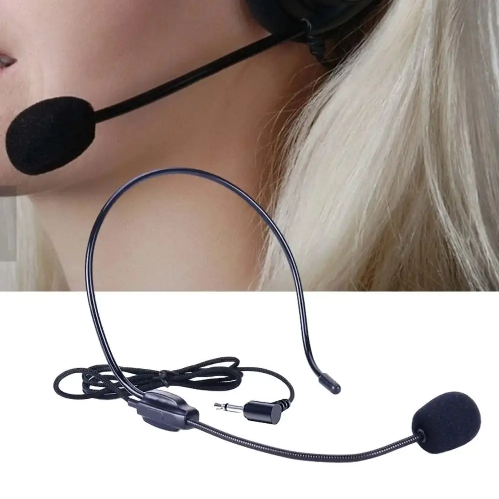 New Portable Wired Microphone 3.5mm Plug Flexible Headset Microphone Video Recording Head-mounted Speech Headset Mic