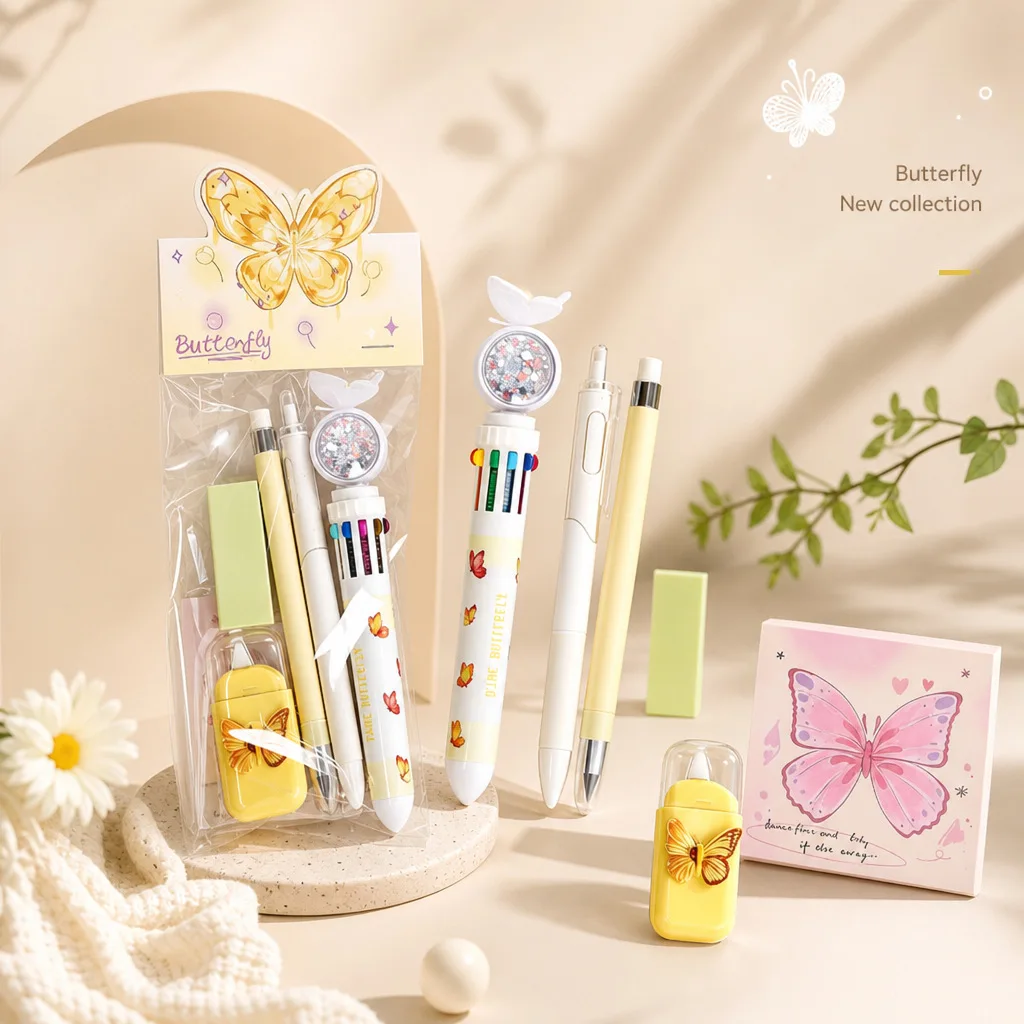 Cartoon Cute Butterfly Stationery Set Student Multi functional Stationery Gift Pack Student Gift Class Reward Gift Wholesale