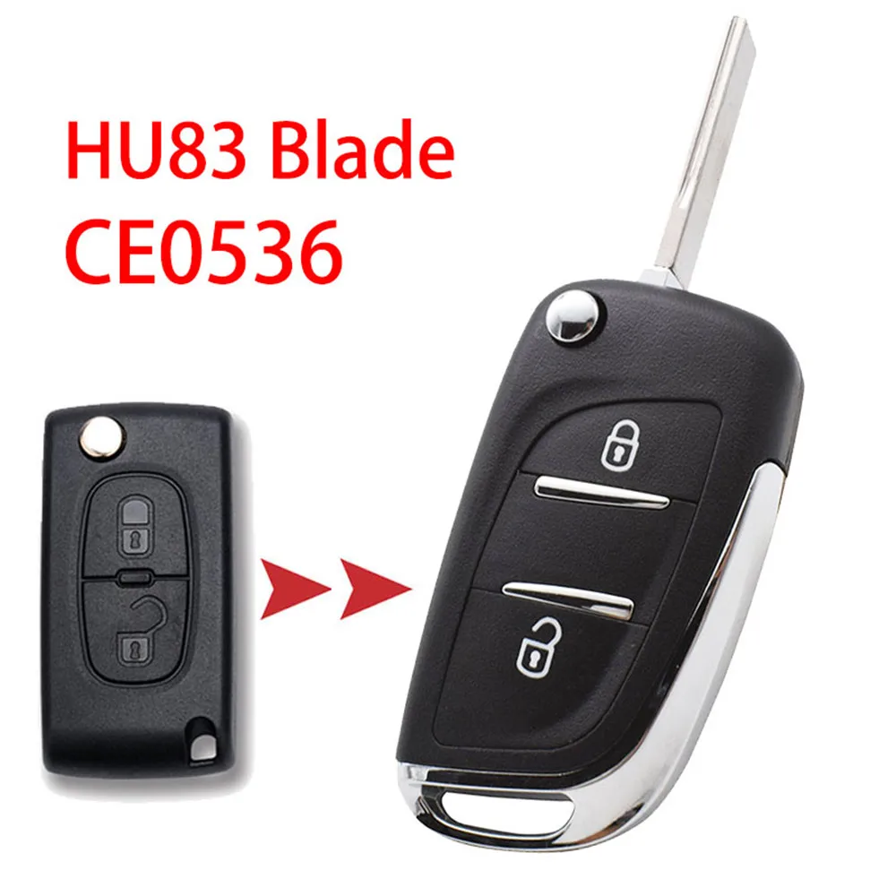 CE0536 Modified Filp Remote Key Fob Shell Case For Peugeot 308 207 307 3008 807 Expert Partner For Citroen C2 C3 C4 Picasso