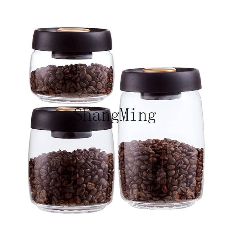 

PYH kitchen transparent sealed tank vacuum coffee bean storage tank glass storage food moisture-proof fresh storage