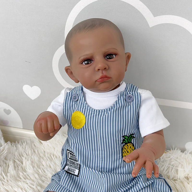 NPK 24inch Dark Brown Skin Reborn Toddler Boy Doll Cameron High Quality Hand Painted Collectible Art Doll