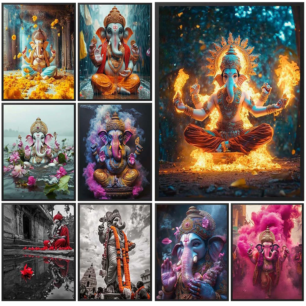 

Vintage Hinduism Garnesh Religion God Poster Wall Pictures For Church Room Decor Posters Wall Art Canvas Painting Unframed