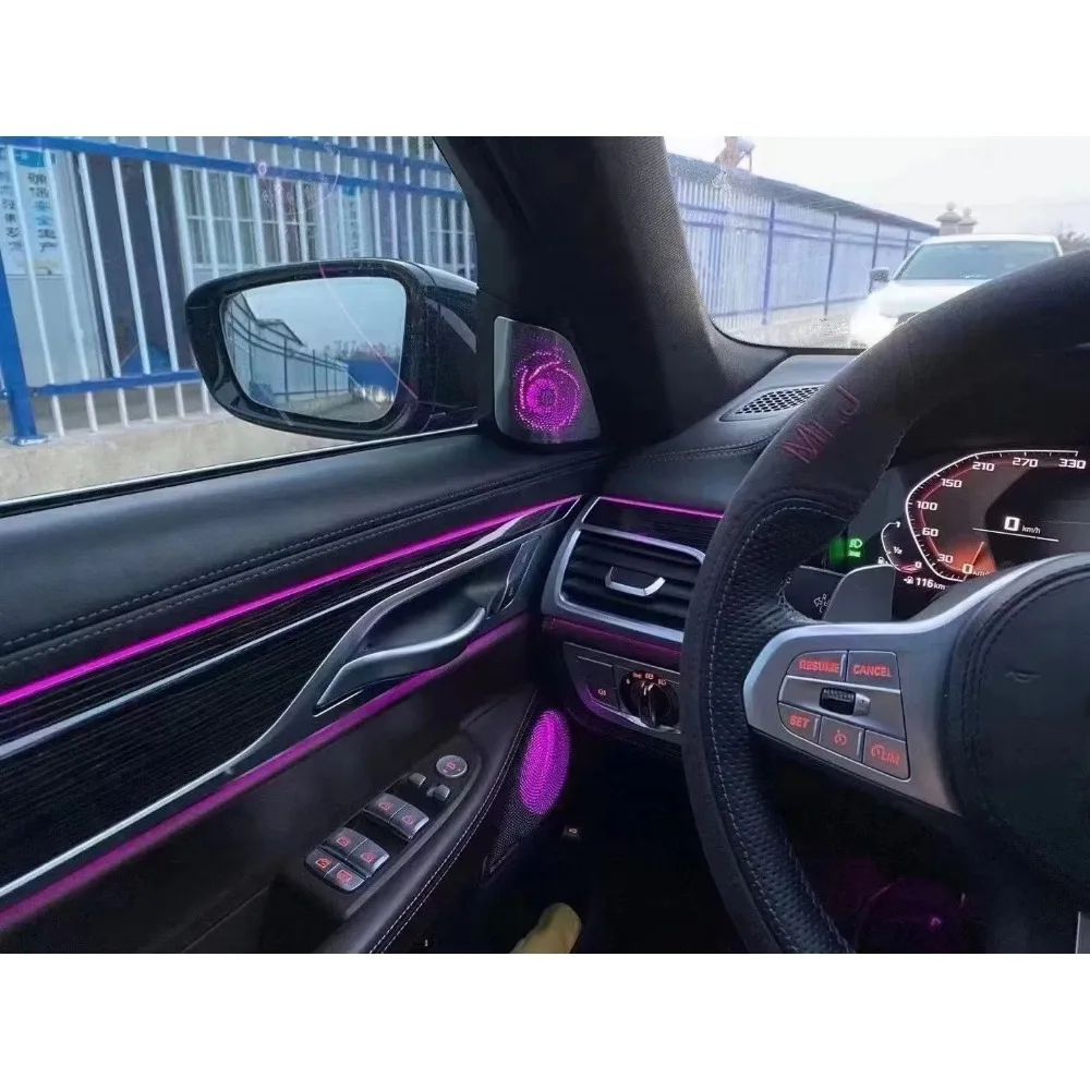 HYD – couvercle de haut-parleur B & W unique, 8 pièces, lumière ambiante pour BMW série 5 G30 G38, éclairage d'ambiance de voiture 525 528 530