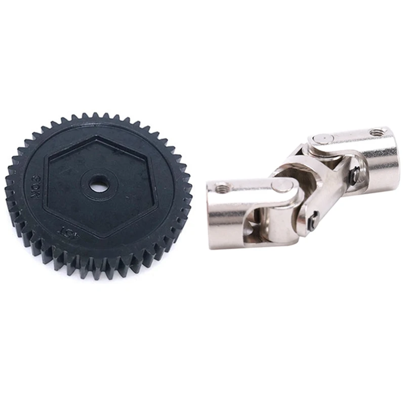 1Set Rc Double Universal Joint Cardan Joint Gimbal Couplings With Screw,5X5mm & 1X Metal Spur Gear 45T 0.8M(32P) 8053