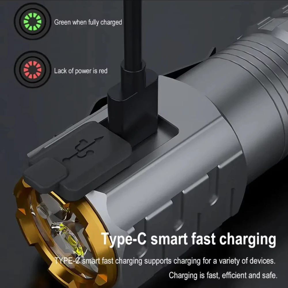 10000LM Ultra Bright Led Flashlight 18500 Rechargeable Led Torch Portable Mini Hiking Tactical Flashlight 3Core High Power Torch view 6