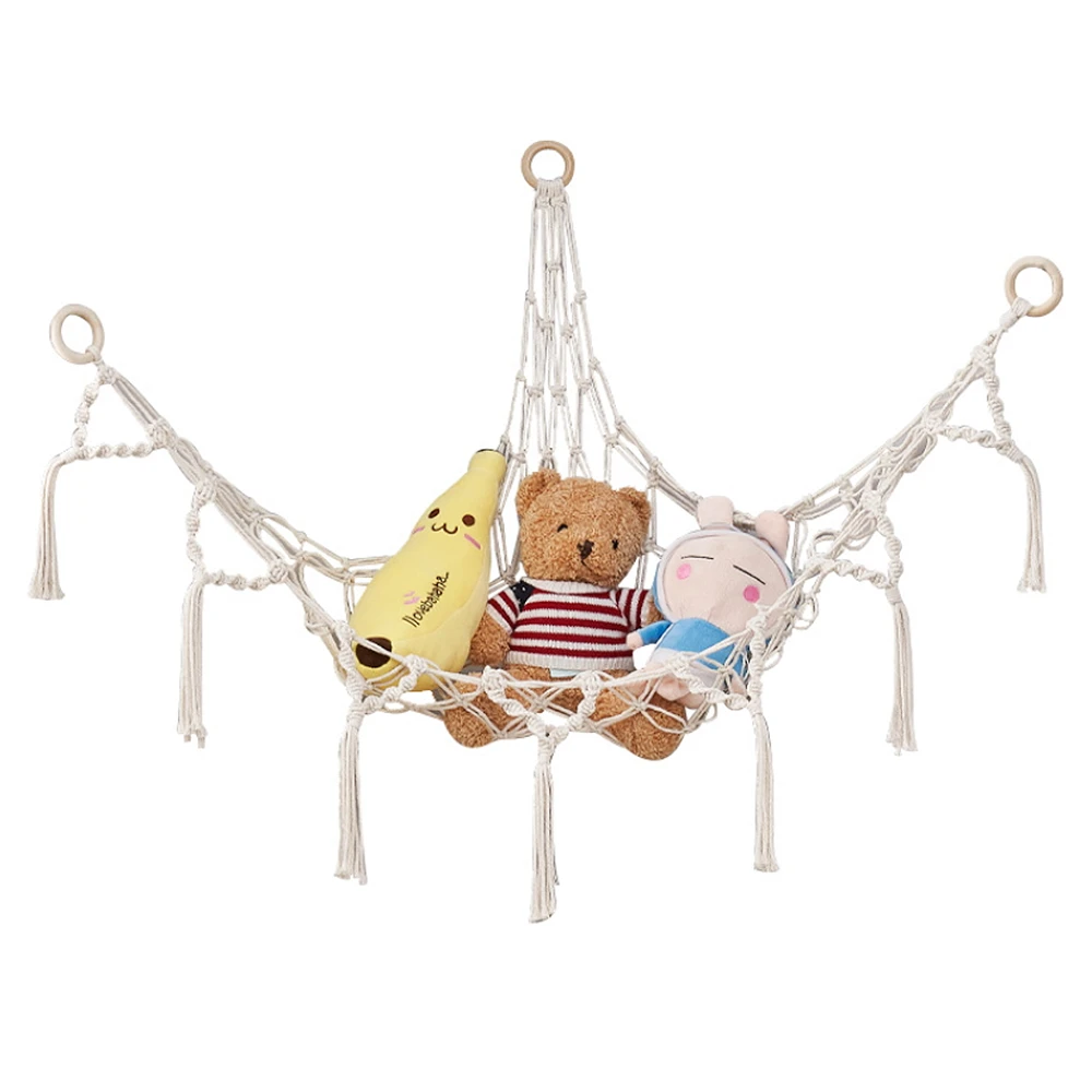 Macrame Hammock Net Toys Storage Boho Decor Children Room Toys Stuffed Animals Toys Hammock Net Organize Bohemia Soft Storage