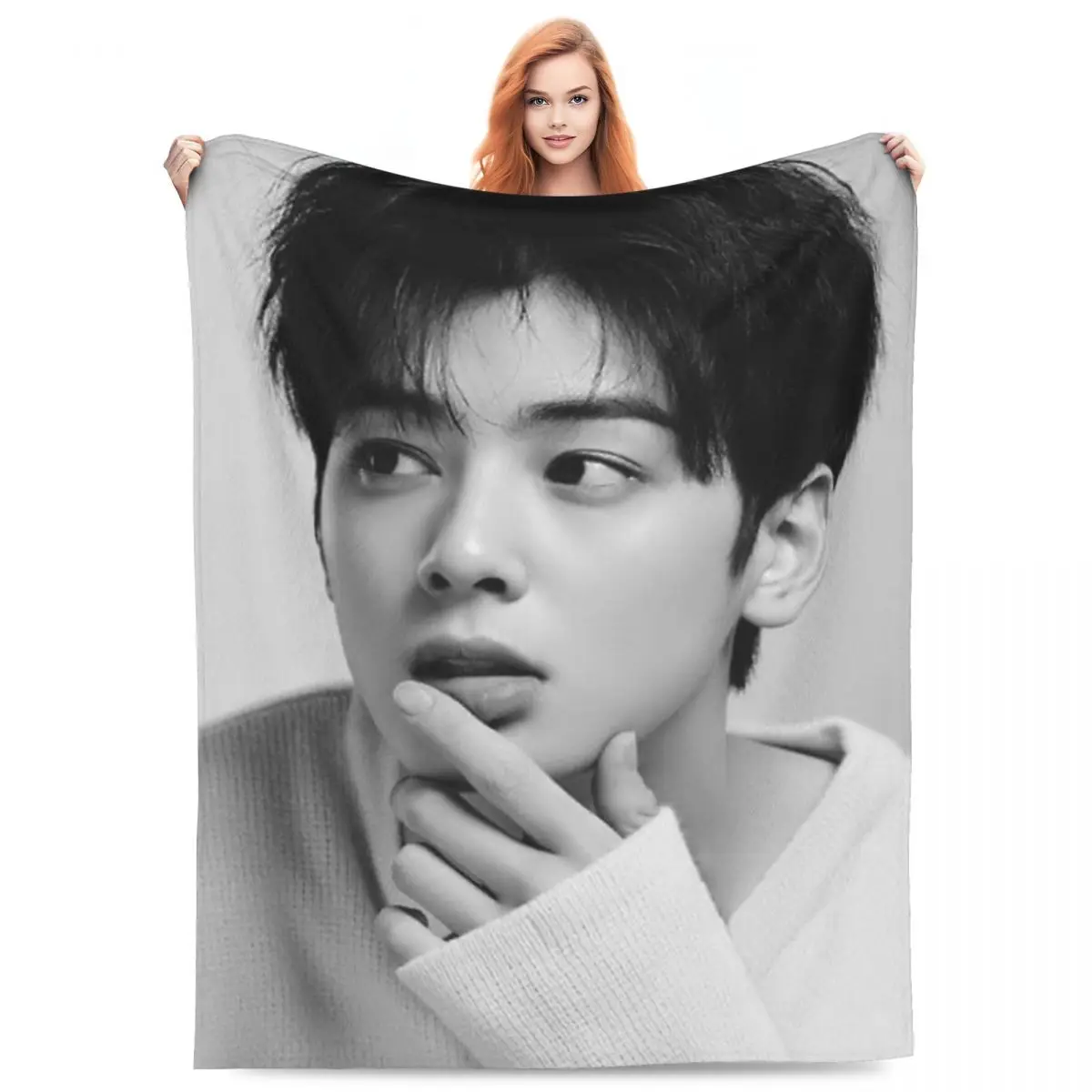 Singer Cha Eun Woo Kpop Merch Blankets Soft Flannel Throw Blankets Comfortable Plush Thin Quilt