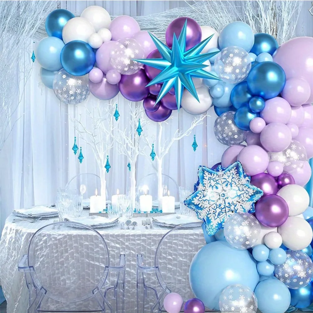 136pcsSnowflake Balloon Arch set Perfect for Winter Wonderland themed parties ideal for wedding birthdayanniversary celebrations
