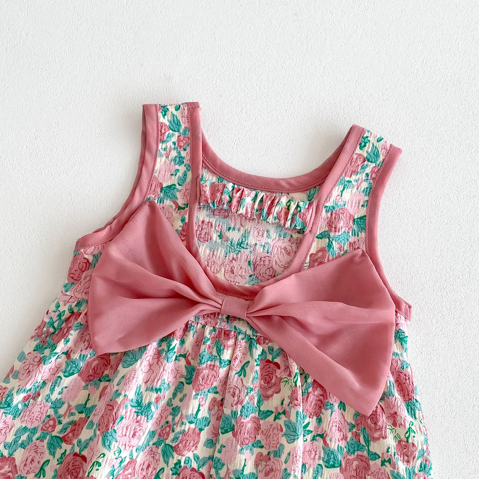 MILANCEL 2024 Summer Baby Girls Clothes Floral Bodysuits Big Bow  Sleeveless One Piece