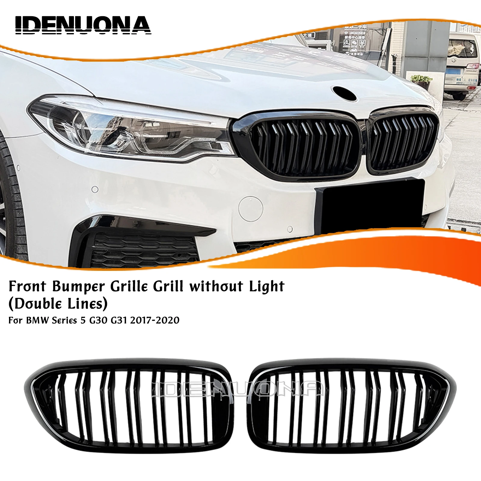 

Front Grille Racing Grill Upper Bumper Radiator Hood Mesh Grid For BMW G30 G31 5-Series 520i 530i 540i 2017-2020 Sedan 4-Door