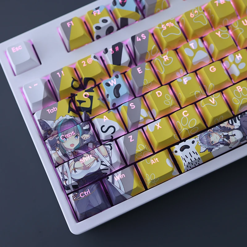 108 Keys/set Azur Lane Cheshire Keycap PBT Dye Subbed Backlit Keycaps Anime Gaming Key Caps For ANSI 61 87 104 108 Keyboard