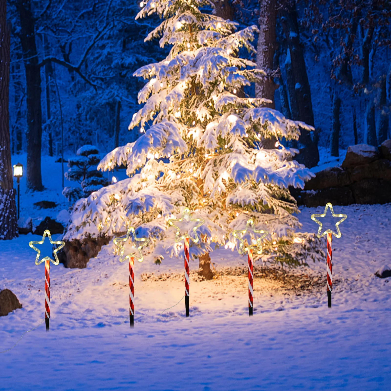 

1Set LED Christmas Stake Lights Outdoor Garden Pathway Lamp Waterproof Yard Decoration Light Up Christmas Lawn Stakes