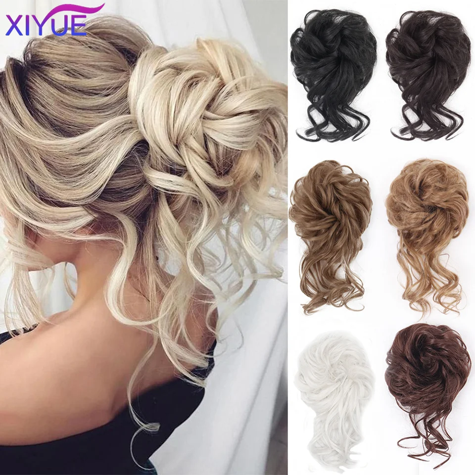 

XIYUE Synthetic Curly Donut Chignon With Elastic Band Scrunchies Messy Hair Bun Updo Hairpieces Extensions for Women