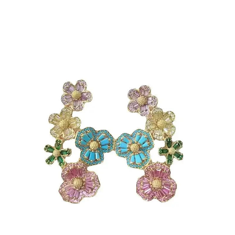 2024 جديد Ks سلسلة الربيع الحلو البريق اللون ثلاثي الأبعاد الزهور غير النظامية أقراط البتلة قلادة سوار قلادة مجموعة