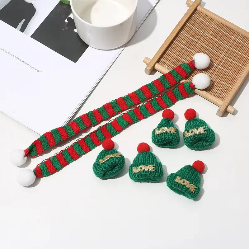 Mini Knitting Hats Set Doll Hat DIY Craft Knitting Hats Christmas Tree Ornaments Assorted Toy Decor DIY Sewing Crafts Materials