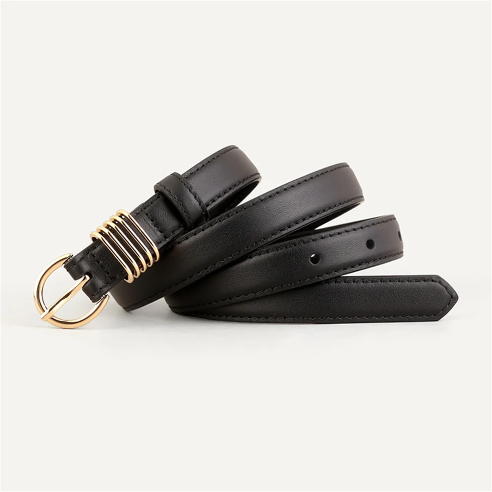 

Ремень из натуральной кожи черного цвета для женщин, золотой цвет, регулируемые ремни с пряжкой, модный повседневный пояс для джинсов, брюк