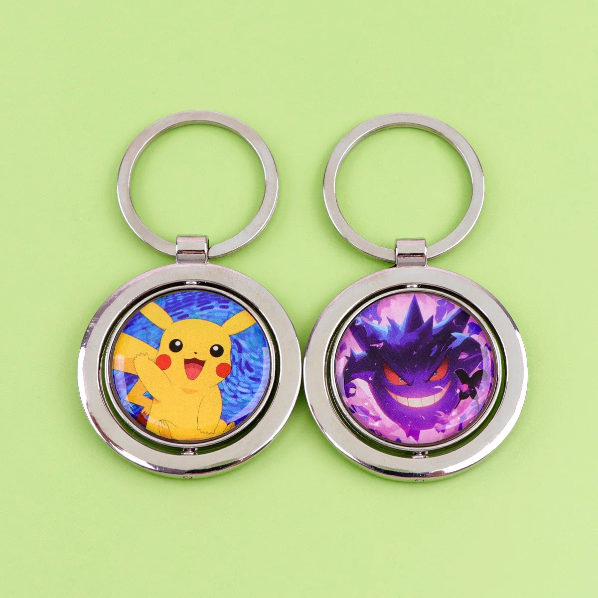 

Pokemon Spinning Keychain, Double Sided Rotating Pikachu Gengar Key Chains, Premium Metal Key Rings for Bags Keys, Gift for fans