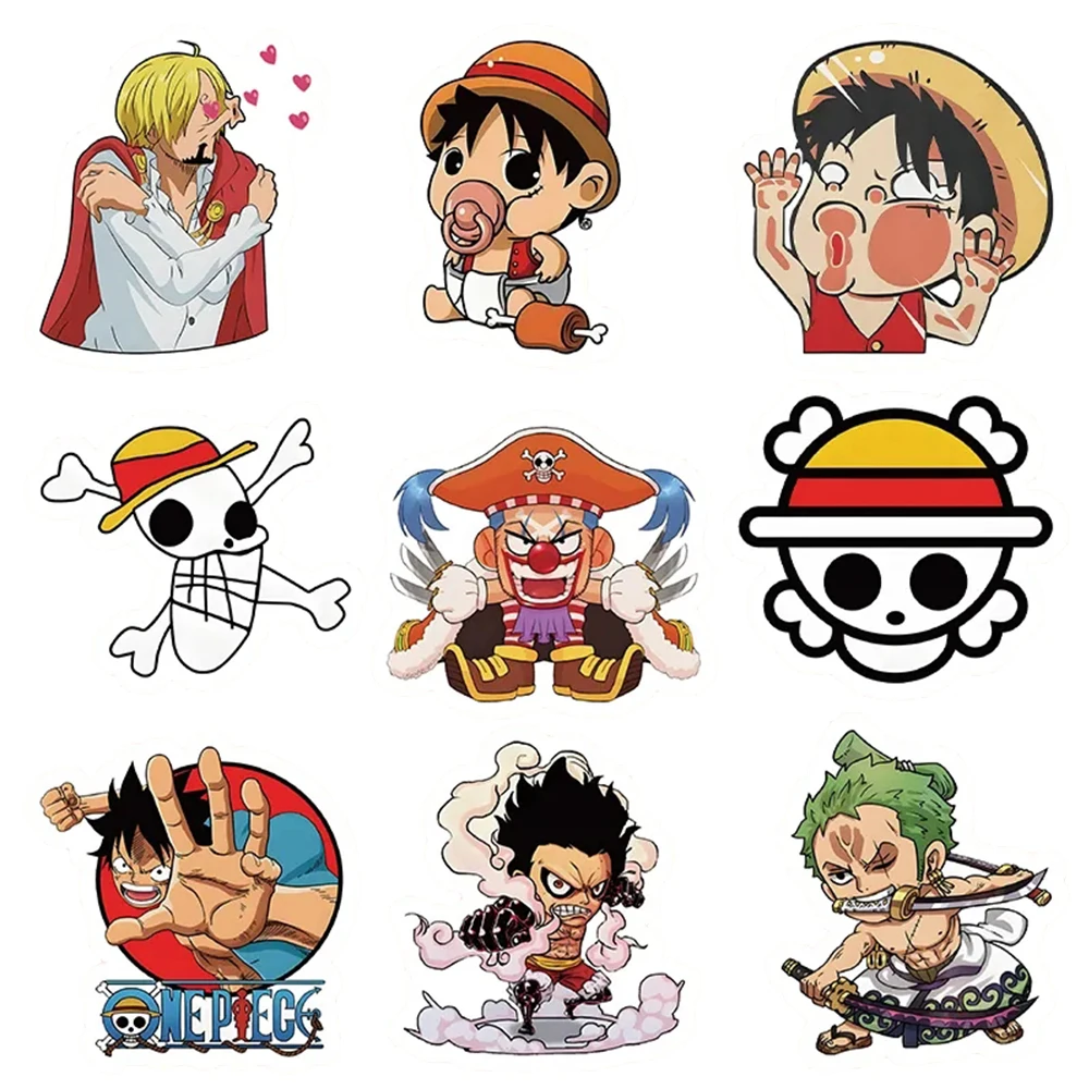 Chibi-pegatinas de dibujos animados de ONE PIECE, calcomanías impermeables para teléfono y portátil, 10/30/50/100 piezas, Luffy Gear Fifth