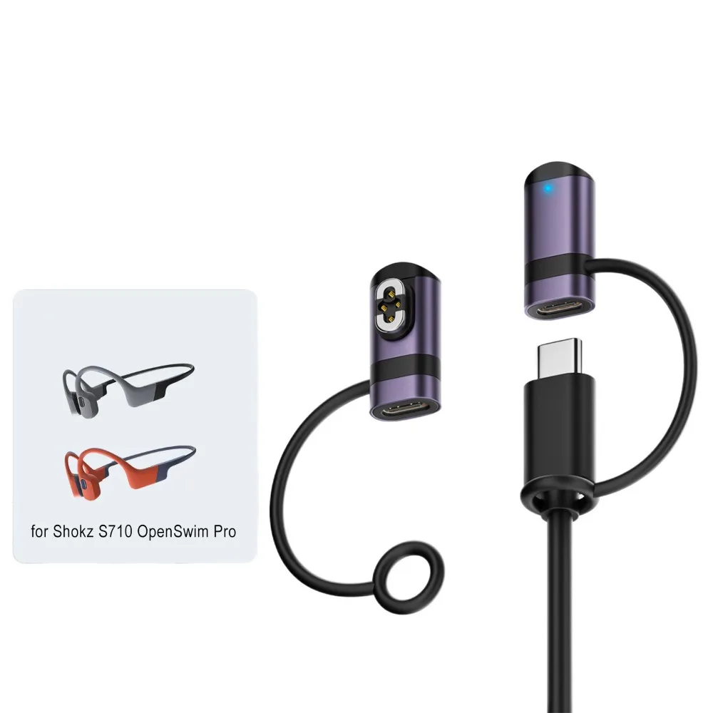 USB Type C Female to 2Pin/4Pin Magnetic Charging Adapter for Shokz OpenRun Pro AS800 OpenComm OpenSwim Pro S710 Headphones
