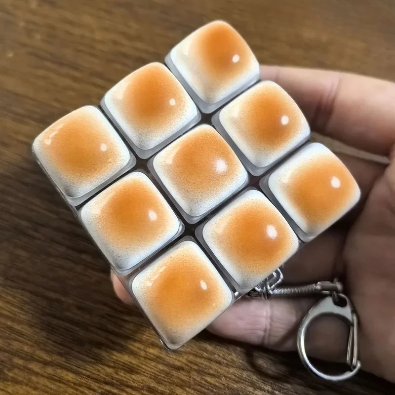 Stress Relief Caramel Bread Keyboard Button Keycap Backpack Pendant Keychain for Office Adult Creative