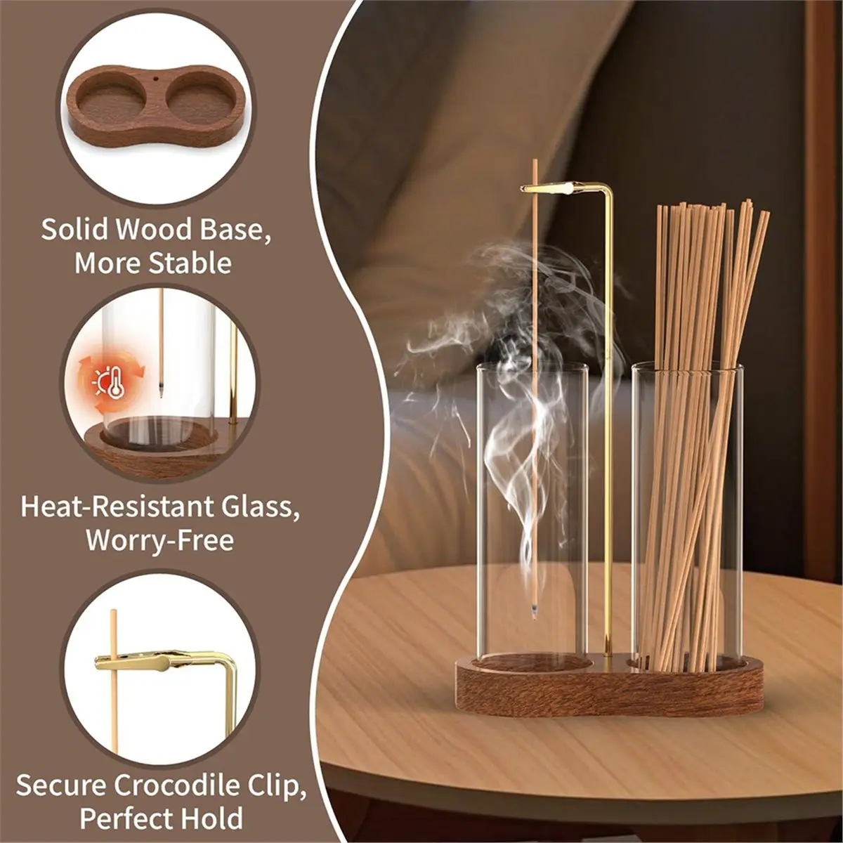 2 in 1 Incense Holder for Sticks, Anti-Ash Incense Holder, Upside Down Incense Burner Holder with Ash Catcher & Storage