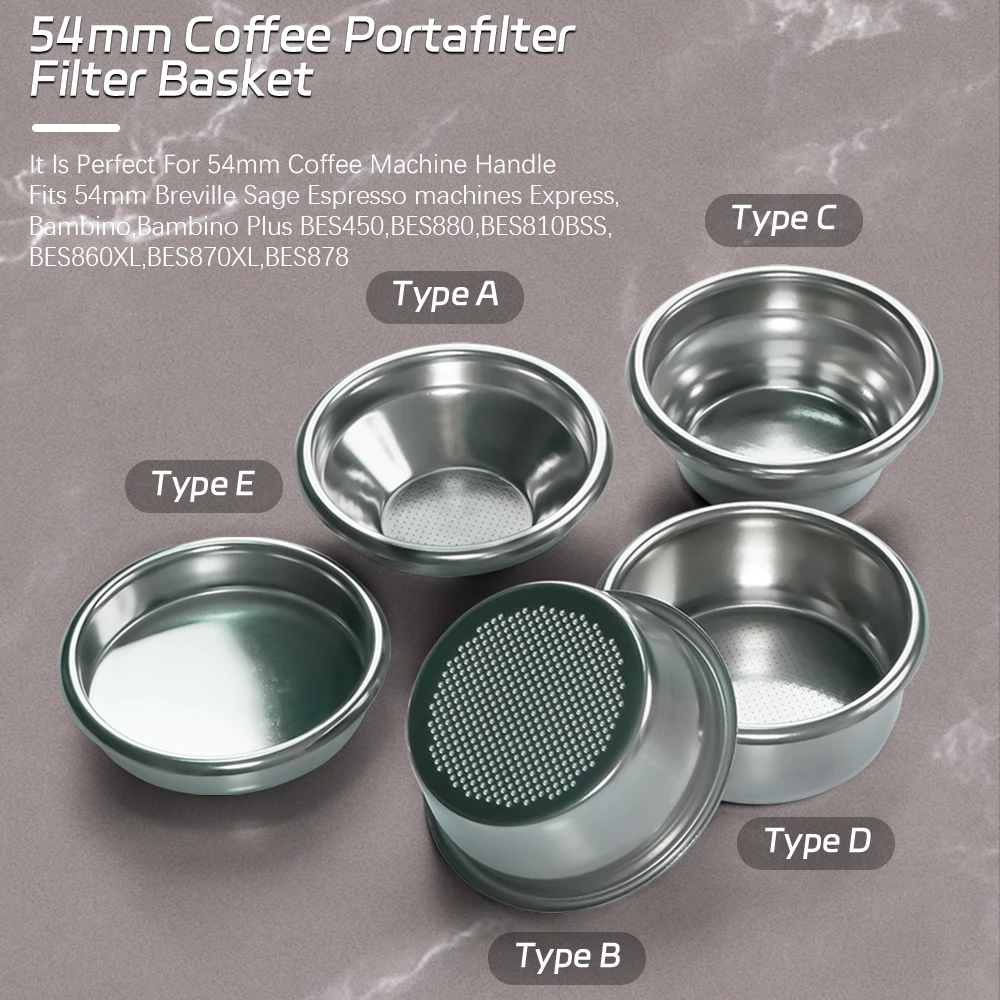 Coffee Filter Basket Compatible With 54mm Breville Sage Express Bambino Bambino Plus BES450 BES880 BES810BSS BES860XL BES870XL