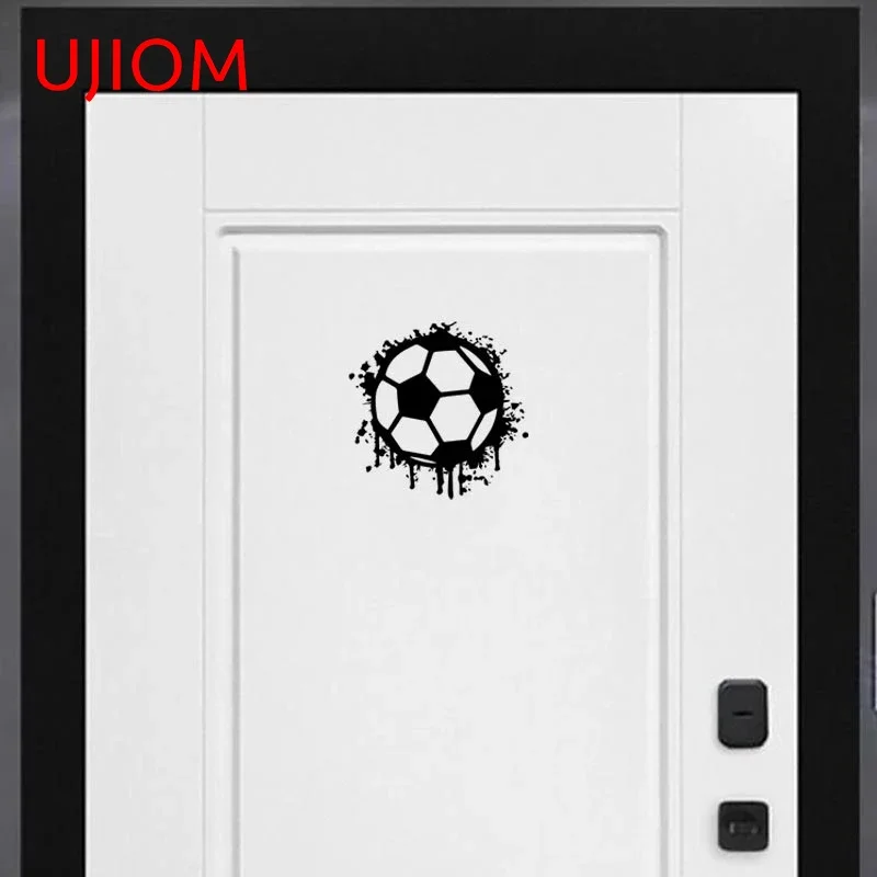 UJIOM 13cm X 12.9cm Football Crack 3D Wall Stickers Moisture-proof Decals Tear Painting Bedroom Decoration Bathroom Accessories
