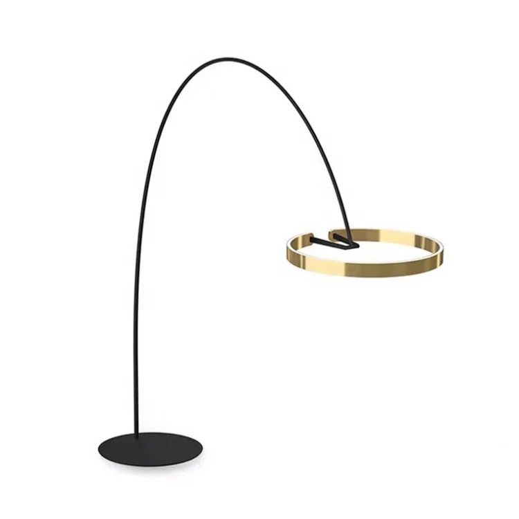 Nordic Modern Luxury Room Corner Decorative Hotel Bedroom Bedside Metal Adjustable Arc Standing Floor Lamp for Living Room