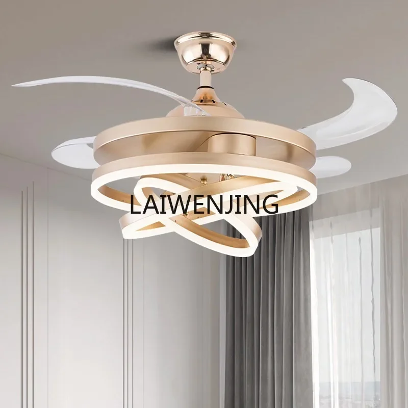 MJY light luxury living room dining room fan light bedroom intelligent frequency conversion silent wind