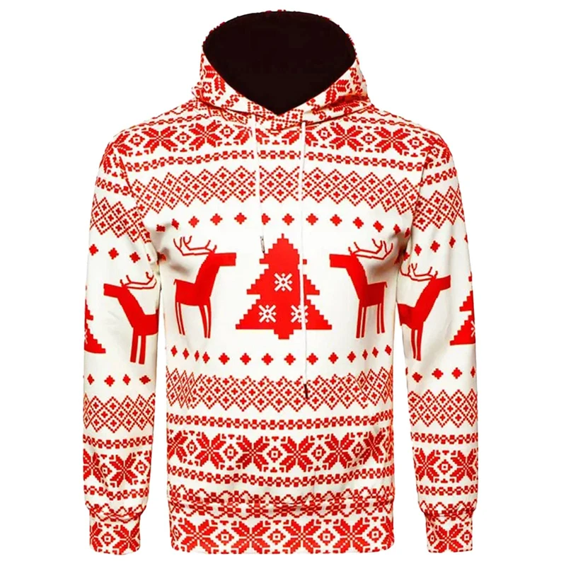 Hoodies For Men Women Ugly Christmas Sweater Xmas 3D Funny Printed Long Sleeve Hoodies Pullover Blouse Tops Graphic Sweatshirts