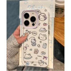 Sanrio Hello Kitty Kawaii KT Cartoon Phone Case For iPhone 15 14 13 12 11 Pro Max 78Plus XR XS MAX Y2K Girl Anti Fall Back Cover