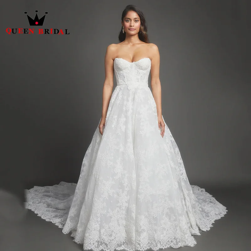 Mouwloze Elegante Applicaties Trouwjurken 2024 V-hals Ruglooze Een Lijn Hof Trein Bruidsjurken Robe De Mariée Custom Z51Y