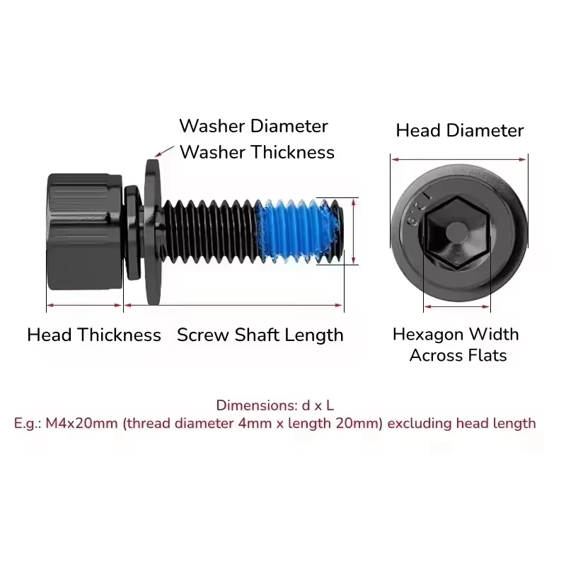 Grade 12.9 High-Strength M2 M2.5 M3 M4 M5 M6 M8 Allen Hex Socket Cup Head Anti-loosening Three Combination Screw Bolts