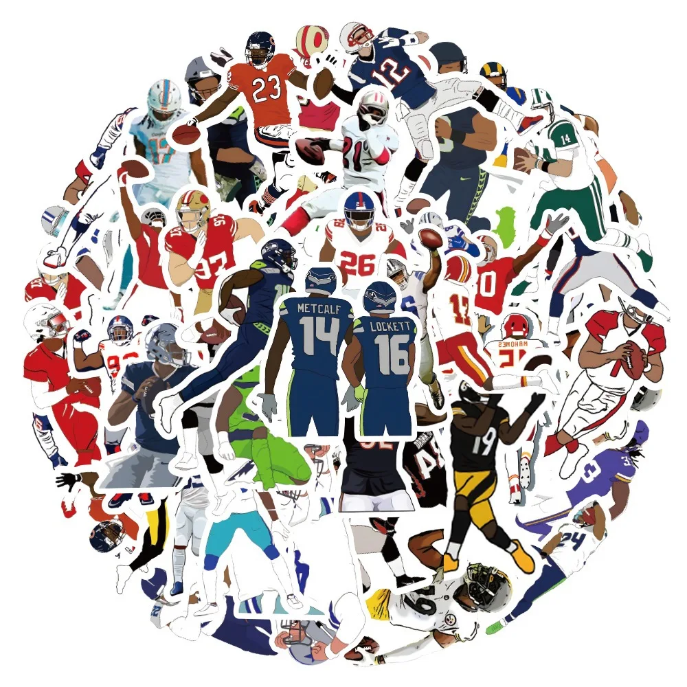 10/30/50PCS Football NFL Player Stickers Creative iPad Mobile Phone Helmet Car  Guitar DIY Wall Sticker Toy Decoration Wholesale