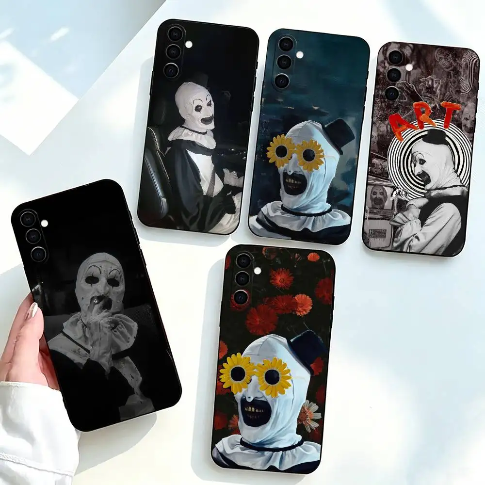 Horror Art the Clown F-Funnys  Phone Case Black Silicone Soft For Samsung Galaxy A73,A72,A71,A70,A53,A52,A51