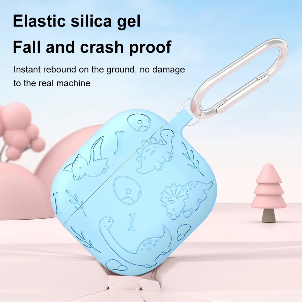 실리콘 소프트 이어폰 케이스 보호 커버 카라비너 포함 보호 케이스 에어팟 4세대용 풀 보호 실리콘 커버