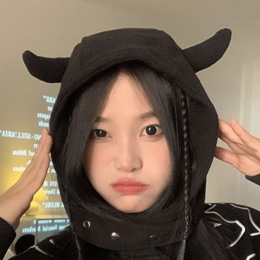 

Punk Ear Protection Demon Ear Hat Adjustable Lei Feng Cap Warm Solid Color Winter Pullover Cap Female/Male