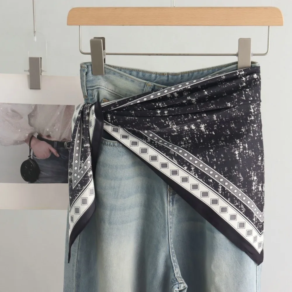 

Модный атласный женский шарф, аксессуары для одежды, декор, джинсовый ремень с принтом тай-дай, универсальный ремень для шарфа в стиле ретро, весна и лето