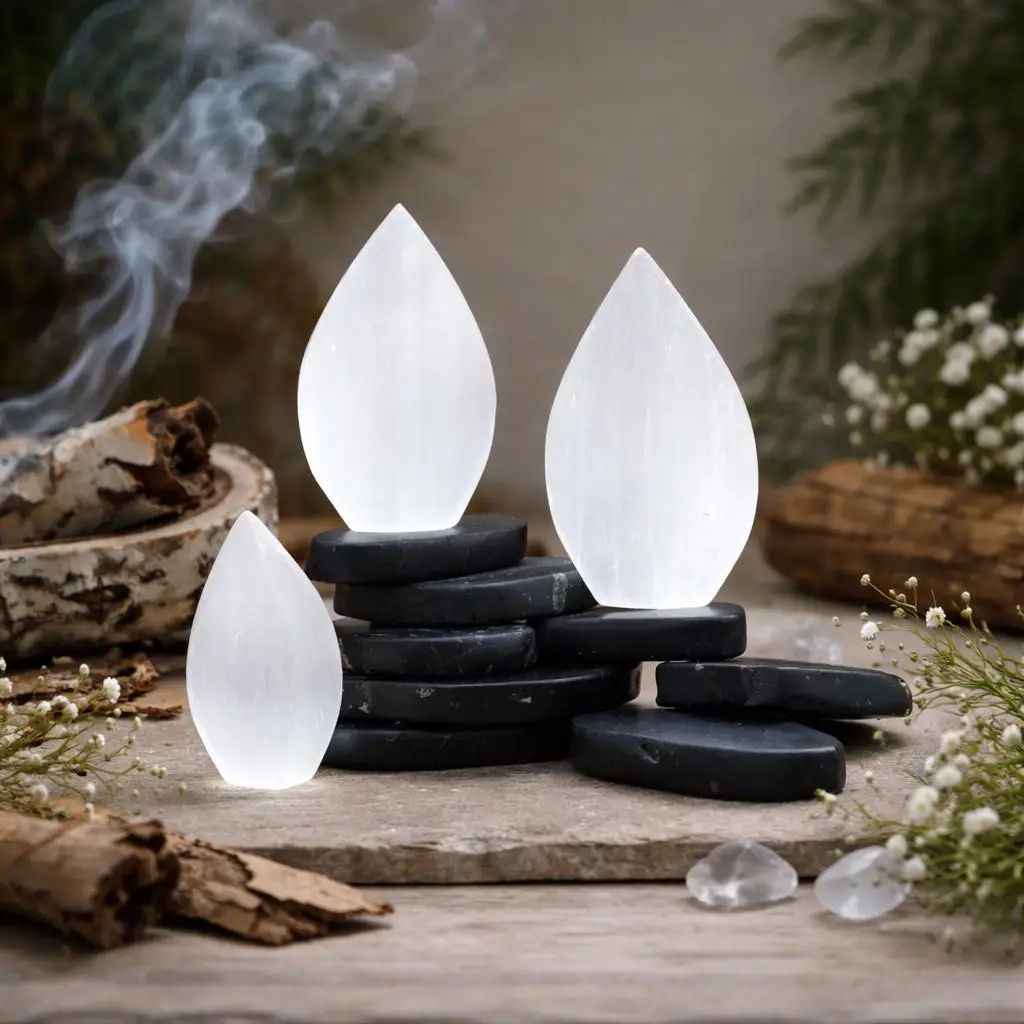 Natural Selenite Flame Carving Freeform Polished Moonlight Glow Crystal Reiki Energy Cleansing Altar Tool Chakra Healing Gift